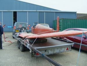 PNZ fuselage and wings loaded up for transport from Headcorn (March 2013)