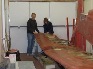 Young volunteers inspect PNZ wings   Derby Airfield (Feb 2014)