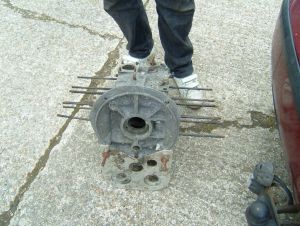 Original PNZ engine crank case (corroded) collected from Headcorn (March 2013)